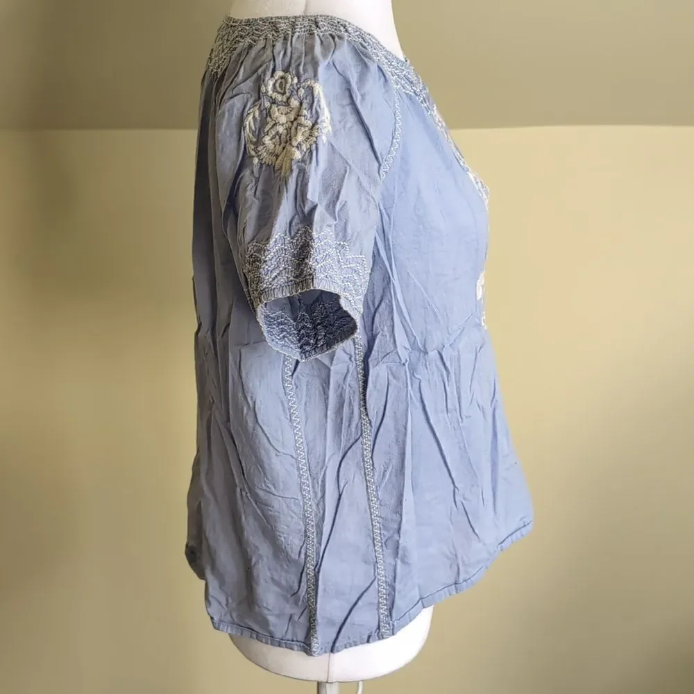 J.Crew Factory Small Blue Embroidered Blouse - Picture 3 of 8